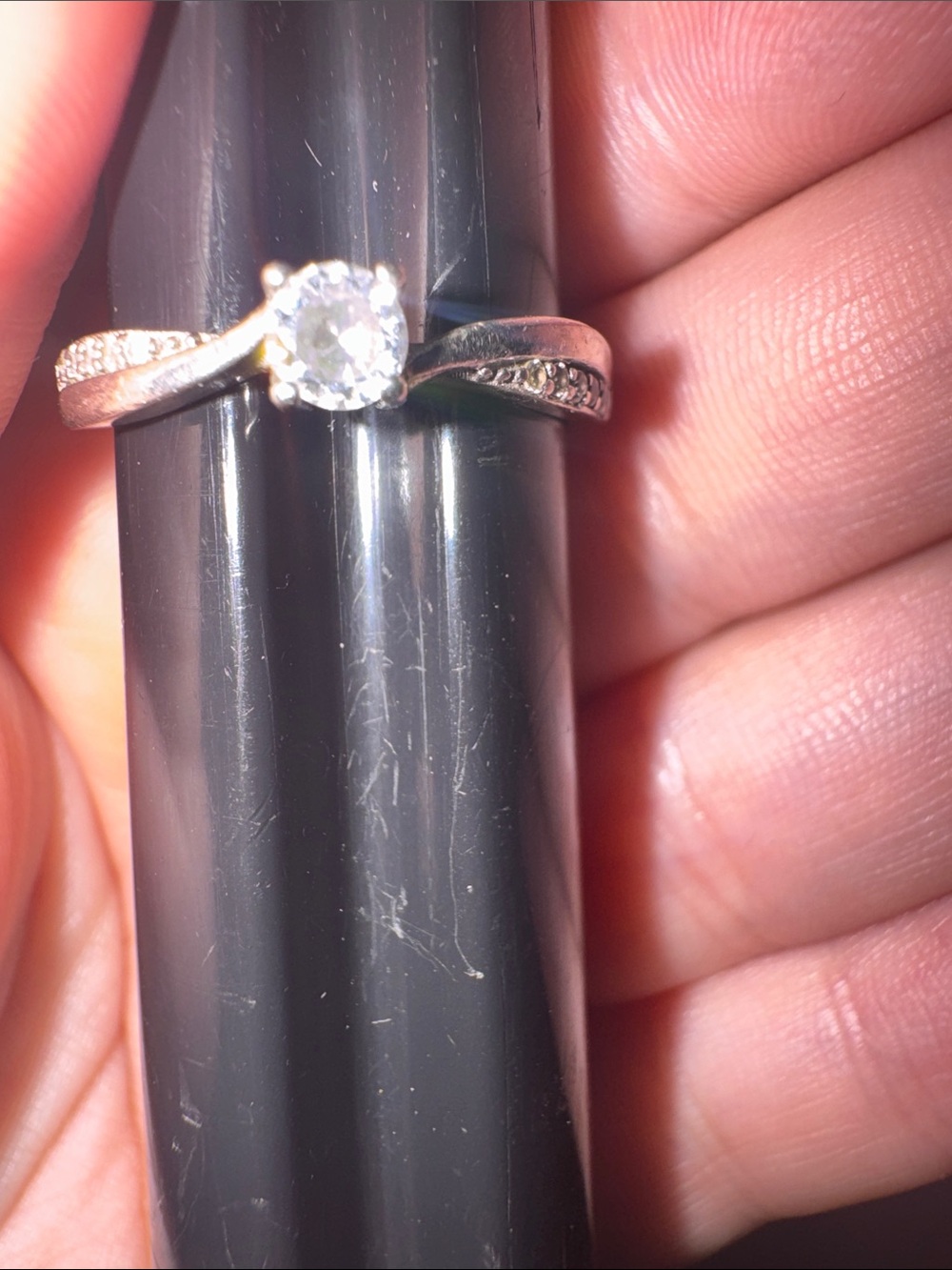 Classic Silver Solitaire Ring with Clear Center Stone